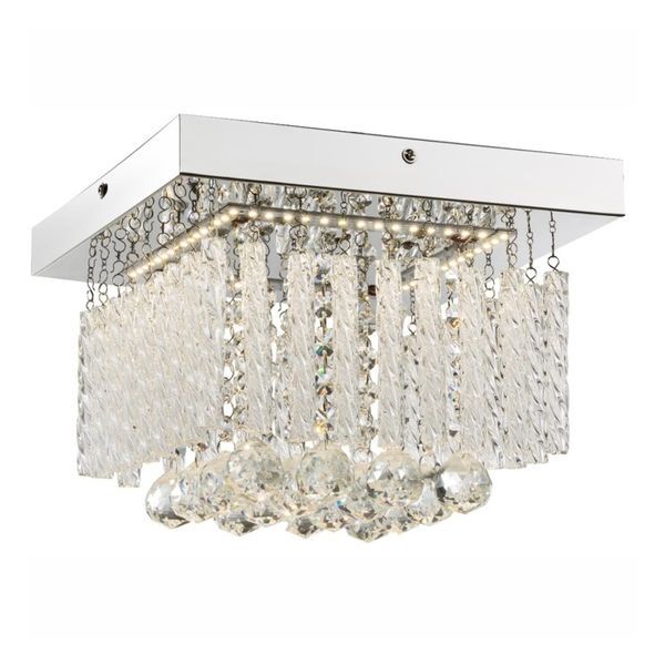GLOBO 68396-12 MATHILDA ПЛАФОН CHROME, GLASS BARS, CRYSTALS, LXWXH:250X250X150, INCL. 1XLED 12W 40V, 1080LM SOURCE, 840LM OUTPUT, 4000K
