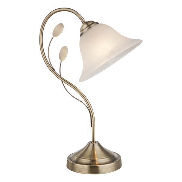 GLOBO 69007-1T POSADAS НАСТОЛНА ЛАМПА ANTIQUE BRASS, GLASS ALABASTER OPTICS WHITE, SWITCH, LXWXH:270X160X420, EXCL. 1XE27 60W 230V