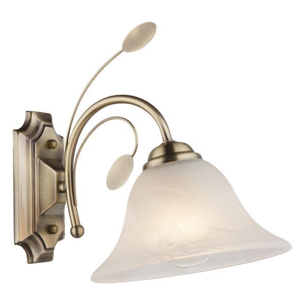 GLOBO 69007-1W POSADAS АПЛИК ANTIQUE BRASS, GLASS ALABASTER OPTICS WHITE, WXH:190X255, OH:280, EXCL. 1XE27 60W 230V