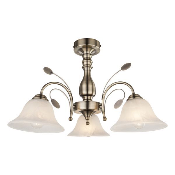 GLOBO 69007-3 POSADAS ПЛАФОН ANTIQUE BRASS, GLASS ALABASTER OPTICS WHITE, A:600, H:365, EXCL. 3XE27 60W 230V