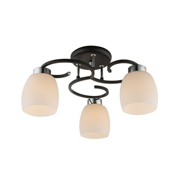 GLOBO 69018-3 PESSOA IV ПЛАФОН BLACK CHROME, GLASS OPAL, A:480, H:250, EXCL. 3XE27 40W 230V