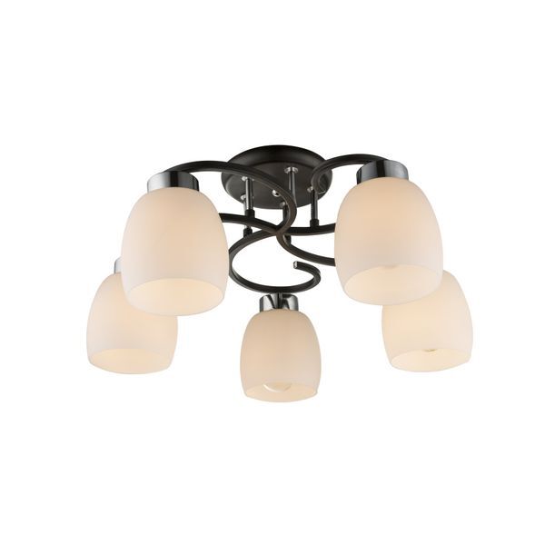 GLOBO 69018-5 PESSOA IV ПЛАФОН BLACK CHROME, GLASS OPAL, A:520, H:250, EXCL. 5XE27 40W 230V