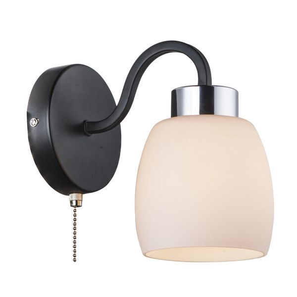 GLOBO 69018W PESSOA IV АПЛИК BLACK CHROME, GLASS OPAL, SWITCH, WXH:120X210, OH:190, EXCL. 1XE27 40W 230V