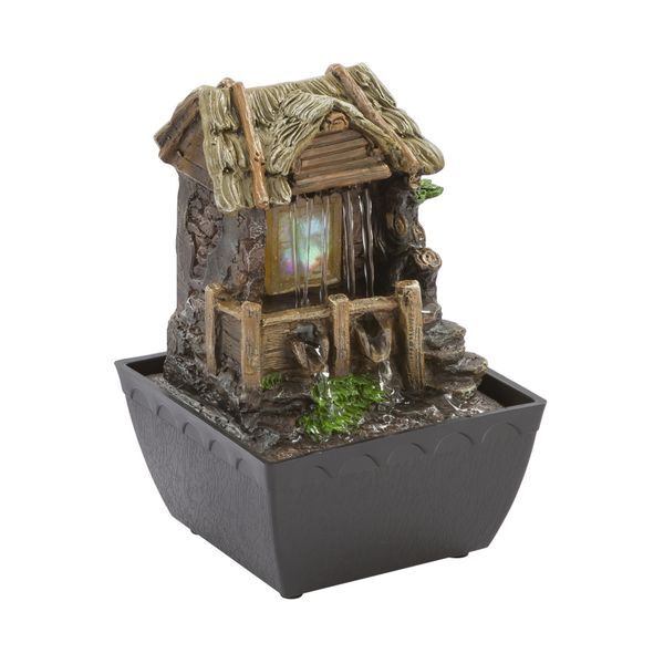 GLOBO 93031 FONTANA FOUNTAIN, PLASTIC BLACK, HOUSE, WITH ADAPTER, SWITCH, COLOR CHANGER, LXWXH: 130X130X190, INCLUDE 1XRGB LED 0.13W 230V