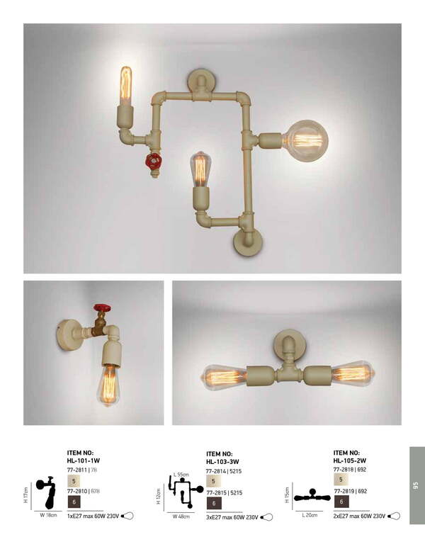 ЛАМПА HOME LIGHTING HL-103-3W MOMUS BROWN RUSTY WALL