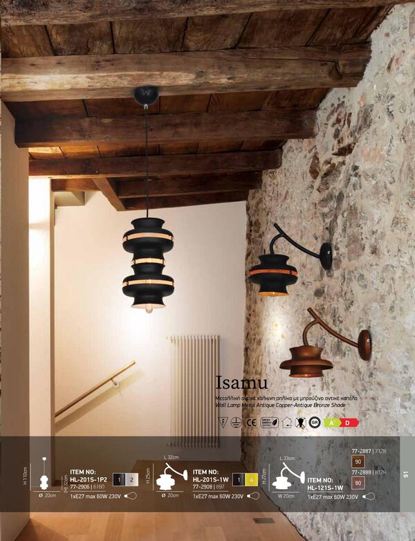 СТЕННА ЛАМПА HOME LIGHTING HL-121S-1W ISAMU OLD COPPER АПЛИК