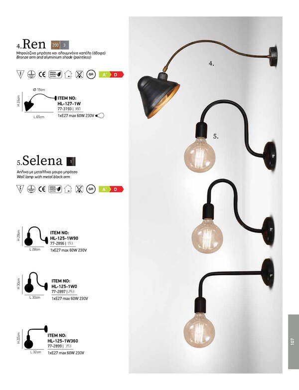 СТЕННА ЛАМПА HOME LIGHTING HL-125-1W360 SELENA АПЛИК