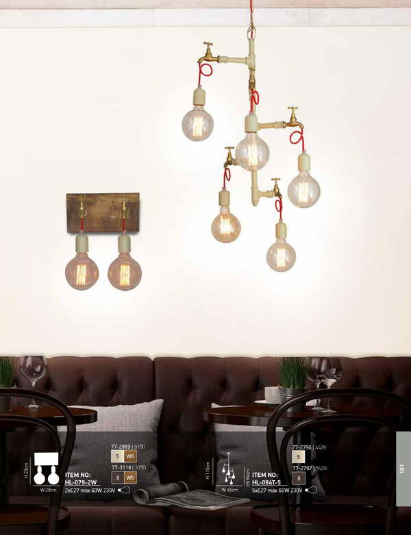 СТЕННА ЛАМПА HOME LIGHTING HL-079-2W HIKARI АПЛИК BROWN RUSTY