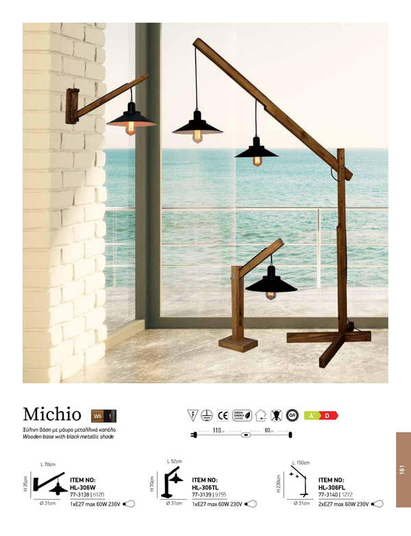 СТЕННА ЛАМПА HOME LIGHTING HL-306W MICHIO АПЛИК
