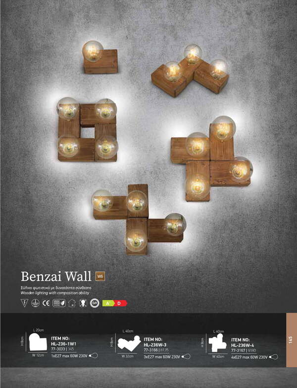 СТЕННА ЛАМПА HOME LIGHTING HL-236W-4 BENZAI АПЛИК