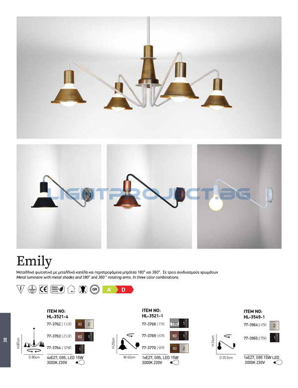 СТЕННА ЛАМПА HOME LIGHTING HL-3521-1 EMILY OLD BRONZE & WHITE АПЛИК