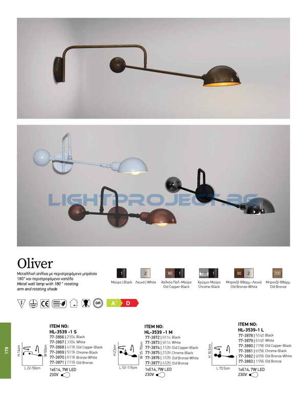 СТЕННА ЛАМПА HOME LIGHTING HL-3539-1 L OLIVER OLD BRONZE АПЛИК