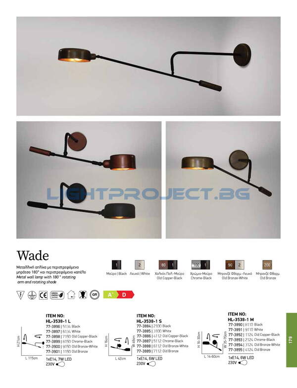 СТЕННА ЛАМПА HOME LIGHTING HL-3538-1 L WADE WHITE & OLD BRONZE АПЛИК