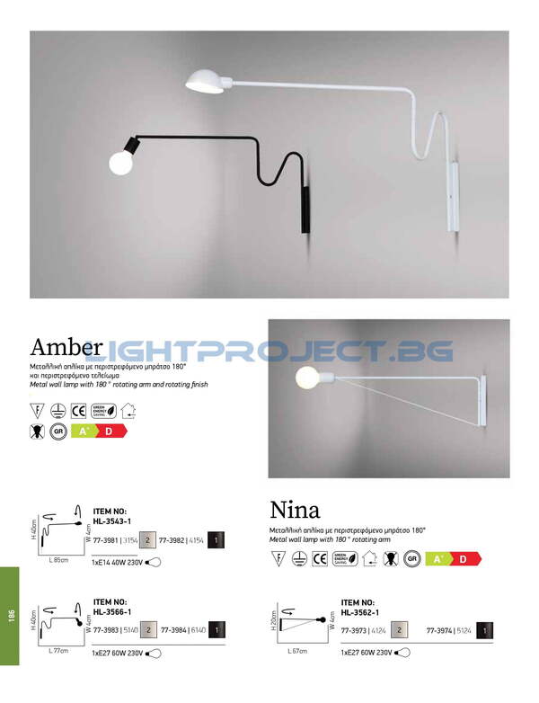 СТЕННА ЛАМПА HOME LIGHTING HL-3566-1 AMBER BLACK АПЛИК