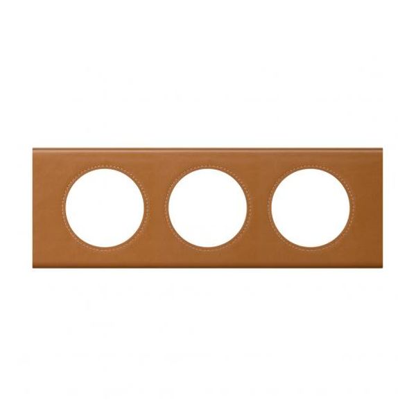 LEGRAND - ТРОЙНА РАМКА CELIANE 69423 КОЖА КАРАМЕЛ
