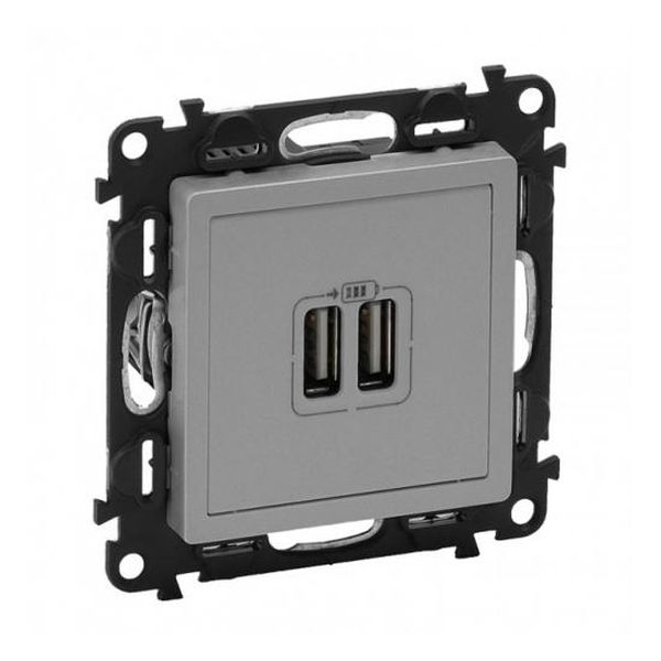 LEGRAND - ДВОЕН USB КОНТАКТ 1500МА ЗА ЗАРЕЖДАНЕ 5V, VALENA LIFE 753312 АЛУМИНИЙ