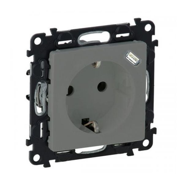 LEGRAND - КОНТАКТ ШУКО 16A ЗАЩИТА ЗА ДЕЦА +USB ТИП C 753335 VALENA LIFE АЛУМИНИЙ