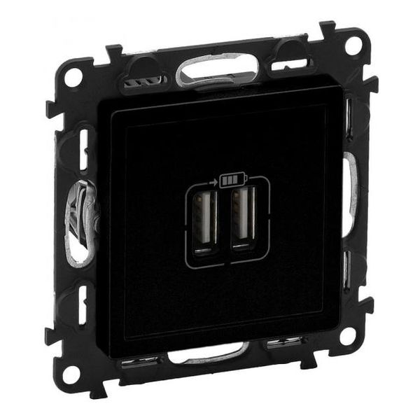 LEGRAND - РОЗЕТКА 2ХUSB ЗА ЗАРЕЖДАНЕ ТИП A 5V 2.4A 12W ЦВЯТ ЧЕРЕН VALENA LIFE 756312