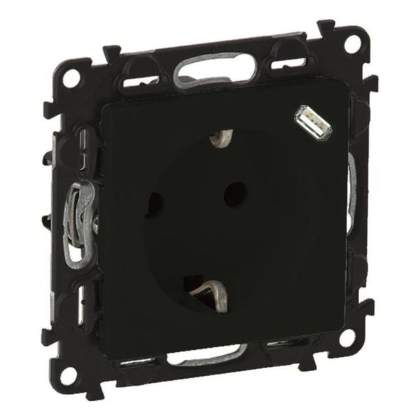 LEGRAND - КОНТАКТ ШУКО 16A +USB ТИП C ЦВЯТ ЧЕРЕН VALENA LIFE 756335
