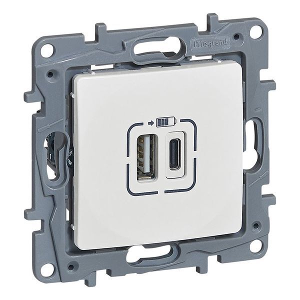 LEGRAND - 764597 РОЗЕТКА 2ХUSB ТИП A+C 5V 3A 15W ЗА ЗАРЕЖДАНЕ NILOE БЯЛ