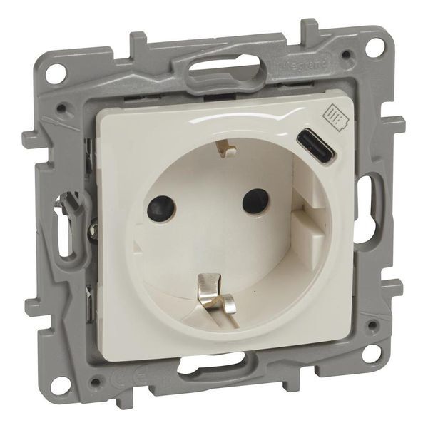 LEGRAND - КОНТАКТ ШУКО 16A +USB ТИП C ЦВЯТ КРЕМ NILOE 764635
