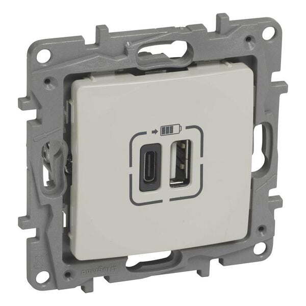 LEGRAND - 764697 РОЗЕТКА 2ХUSB ТИП A+C 5V 3A 15W ЗА ЗАРЕЖДАНЕ NILOE КРЕМ