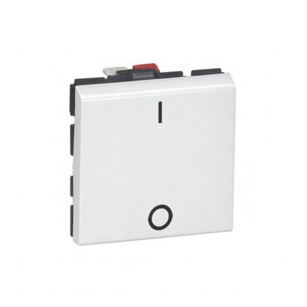 LEGRAND - 77050 ДВУПОЛЮСЕН КЛЮЧ 2 МОДУЛА С МАРКИРОВКА 1/0 (БОЙЛЕРЕН) 20А MOSAIC БЯЛ