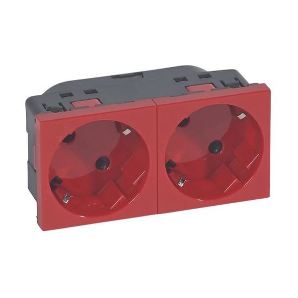 LEGRAND - 77272 КОНТАКТ ШУКО ДВОЕН 45° 16А 4 МОД. MOSAIC ЧЕРВЕН