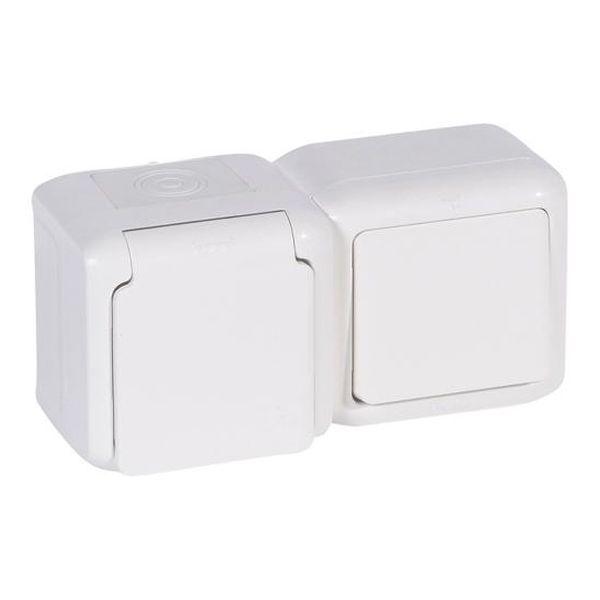 LEGRAND - 782371 БЛОК ЕДНОПОЛЮСЕН КЛЮЧ С КОНТАКТ ШУКО ОТКРИТ МОНТАЖ IP44 БЯЛ ВЛАГОЗАЩИТЕН