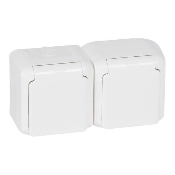 LEGRAND - 782374 БЛОК ДВОЕН КОНТАКТ ШУКО 16A ОТКРИТ МОНТАЖ IP44 БЯЛ ВЛАГОЗАЩИТЕН