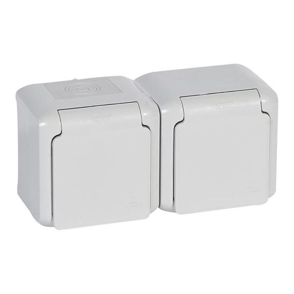 LEGRAND - 782394 БЛОК ДВОЕН КОНТАКТ ШУКО 16A ОТКРИТ МОНТАЖ IP44 СИВ ВЛАГОЗАЩИТЕН
