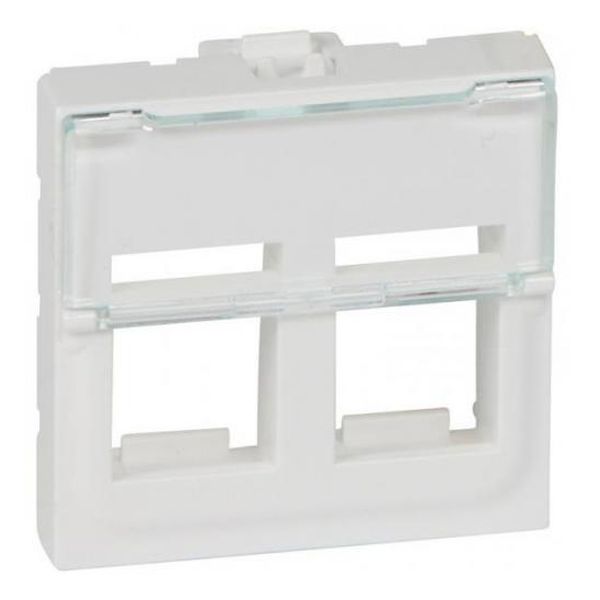 LEGRAND - ЛИЦЕВ ПАНЕЛ 45Х45ММ 2Х RJ45 ПЛОСЪК ПРАВ ИЗХОД MOSAIC БЯЛО 78610