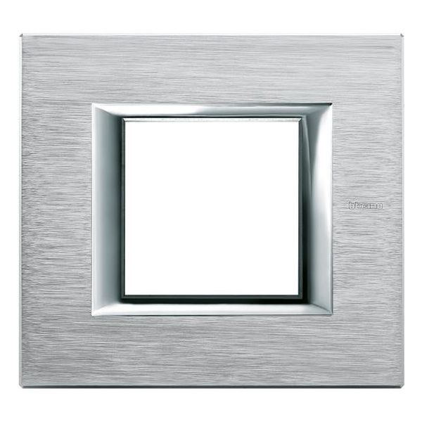 BTICINO - HA4802CR РАМКА 2М BRUSHED CHROME АНОДИЗИРАНА МЕТАЛНА ПРАВОЪГЪЛНА AXOLUTE