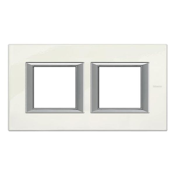 BTICINO - HA4802M2HBG ДВОЙНА РАМКА 2Х2М БЯЛ ЛИМОНИТ ЛАКИРАНА МЕТАЛНА ПРАВОЪГЪЛНА AXOLUTE