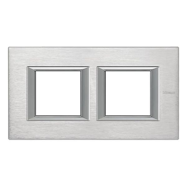 BTICINO - HA4802M2HCR ДВОЙНА РАМКА 2Х2М BRUSHED CHROME АНОДИЗИРАНА МЕТАЛНА ПРАВОЪГЪЛНА AXOLUTE