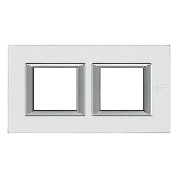 BTICINO - HA4802M2HVKA ДВОЙНА РАМКА 2Х2М KRISTALL GLASS СТЪКЛО ПРАВОЪГЪЛНА AXOLUTE