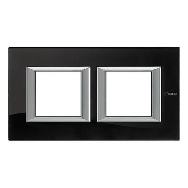 BTICINO - HA4802M2HVNB ДВОЙНА РАМКА 2Х2М NIGHTER СТЪКЛО ПРАВОЪГЪЛНА AXOLUTE
