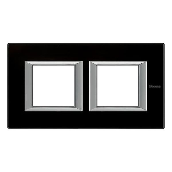 BTICINO - HA4802M2HVNN ДВОЙНА РАМКА 2Х2М BLACK GLASS СТЪКЛО ПРАВОЪГЪЛНА AXOLUTE