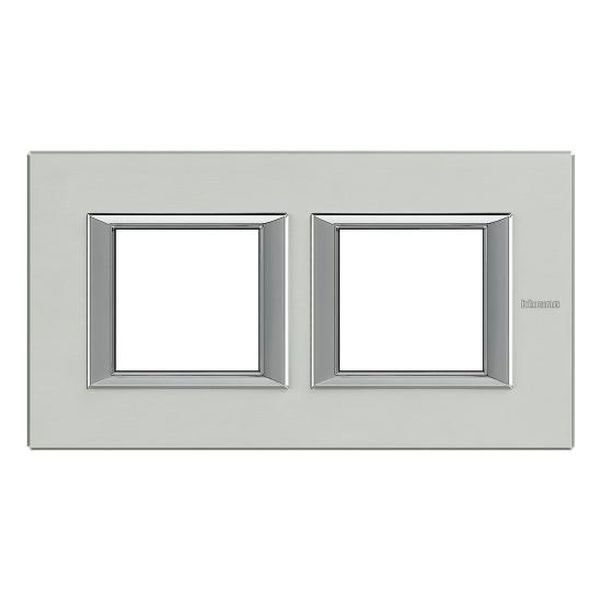 BTICINO - HA4802M2HXC ДВОЙНА РАМКА 2Х2М ALUMINIUM BRUSHED МЕТАЛНА ПРАВОЪГЪЛНА AXOLUTE