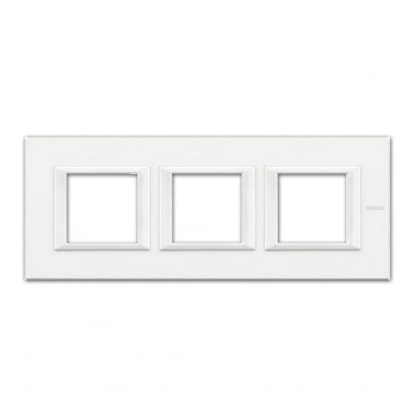 BTICINO - HA4802M3HHD ТРОЙНА РАМКА 3Х2М MONOCHROME WHITE МЕТАЛНА ПРАВОЪГЪЛНА AXOLUTE