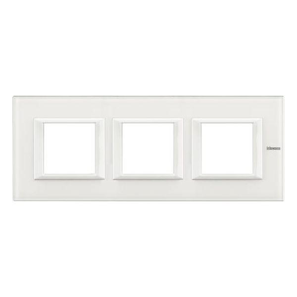 BTICINO - HA4802M3HVBB ДВОЙНА РАМКА 3Х2М WHITE GLASS СТЪКЛО ПРАВОЪГЪЛНА AXOLUTE