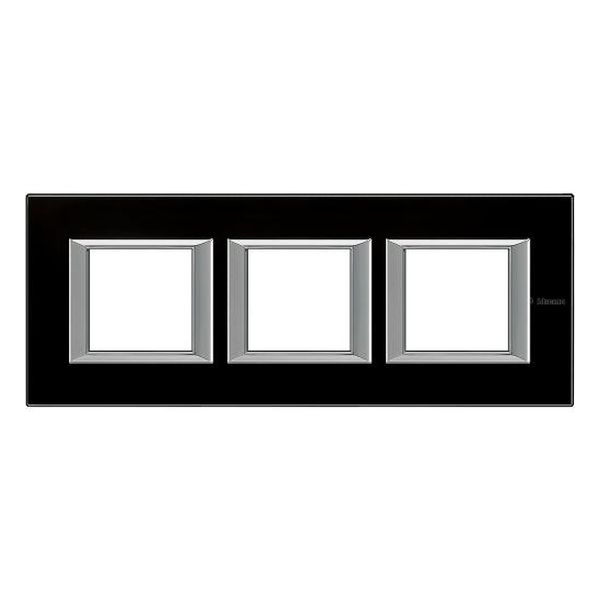 BTICINO - HA4802M3HVNN ТРОЙНА РАМКА 3Х2М BLACK GLASS СТЪКЛО ПРАВОЪГЪЛНА AXOLUTE