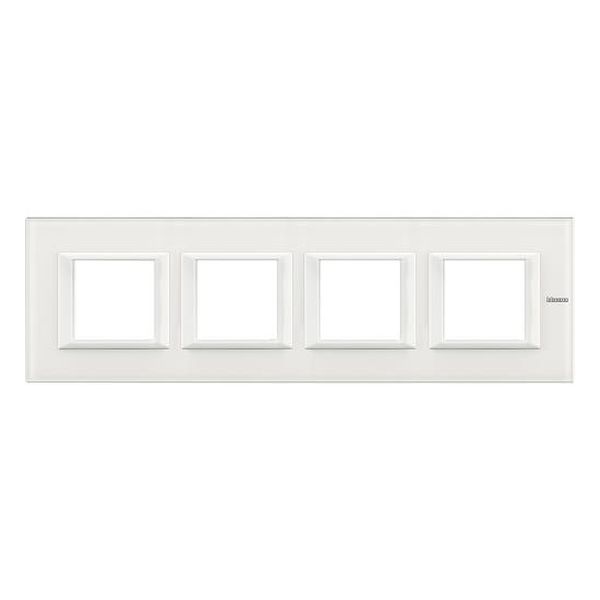 BTICINO - HA4802M4HVBB ЧЕТВОРНА РАМКА 4Х2М WHITE GLASS СТЪКЛО ПРАВОЪГЪЛНА AXOLUTE