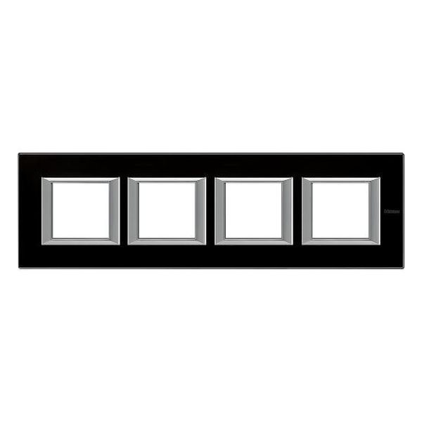 BTICINO - HA4802M4HVNN ЧЕТВОРНА РАМКА 4Х2М BLACK GLASS СТЪКЛО ПРАВОЪГЪЛНА AXOLUTE