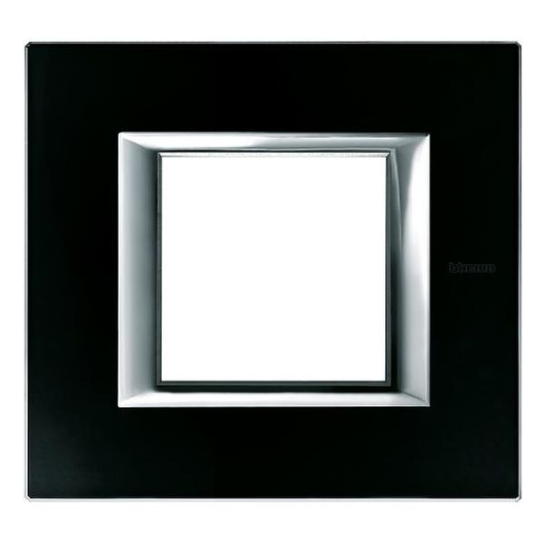 BTICINO - HA4802VNN РАМКА 2М BLACK GLASS СТЪКЛО ПРАВОЪГЪЛНА AXOLUTE