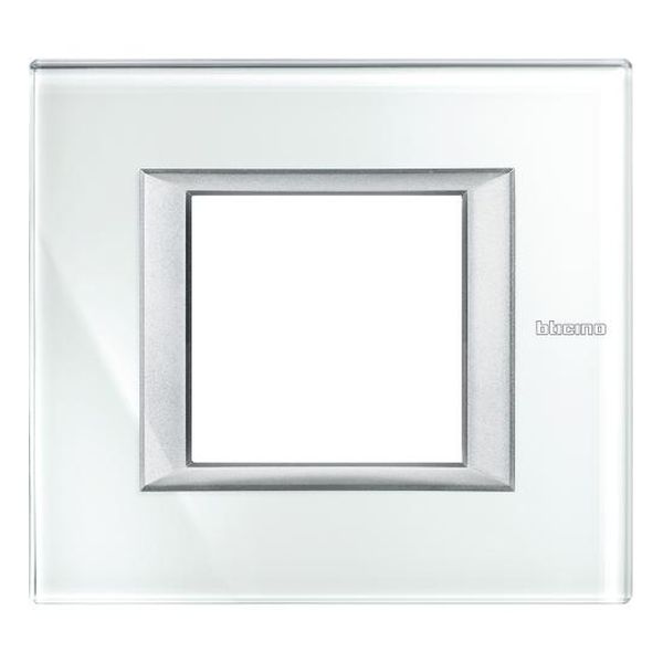 BTICINO - HA4802VSW РАМКА 2М WHICE СТЪКЛО ПРАВОЪГЪЛНА AXOLUTE