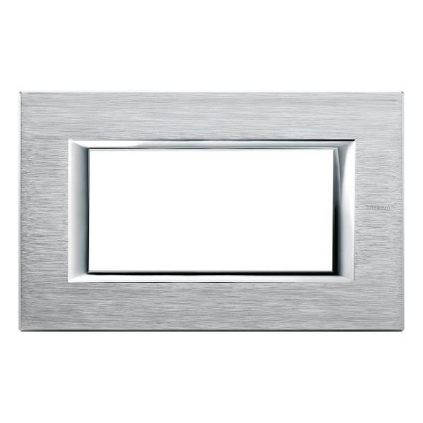 BTICINO - HA4804CR РАМКА 4М BRUSHED CHROME АНОДИЗИРАНА МЕТАЛНА ПРАВОЪГЪЛНА AXOLUTE