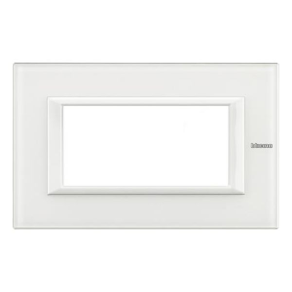 BTICINO - HA4804VBB РАМКА 4М WHITE GLASS СТЪКЛО ПРАВОЪГЪЛНА AXOLUTE