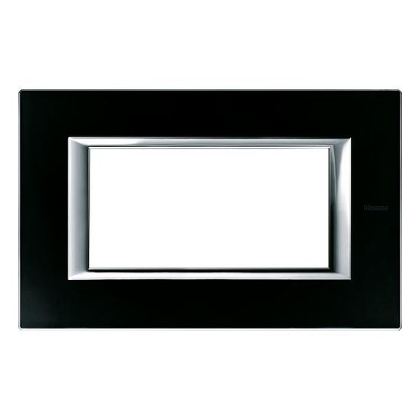 BTICINO - HA4804VNN РАМКА 4М BLACK GLASS СТЪКЛО ПРАВОЪГЪЛНА AXOLUTE