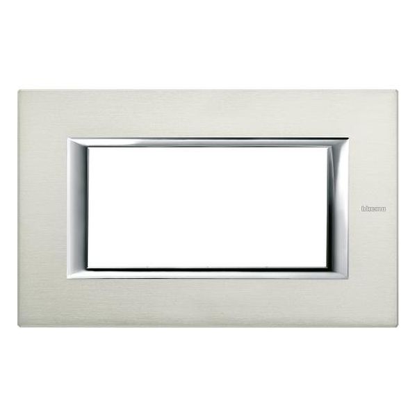 BTICINO - HA4804XC РАМКА 4М ALUMINIUM BRUSHED МЕТАЛНА ПРАВОЪГЪЛНА